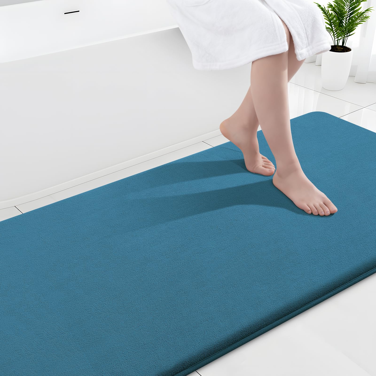 Smiry Memory Foam Bath Mat 30x20, Extra Soft and Absorbent Bathroom Mats, Non Slip Washable Carpet for Floor, Shower and Tub, Black