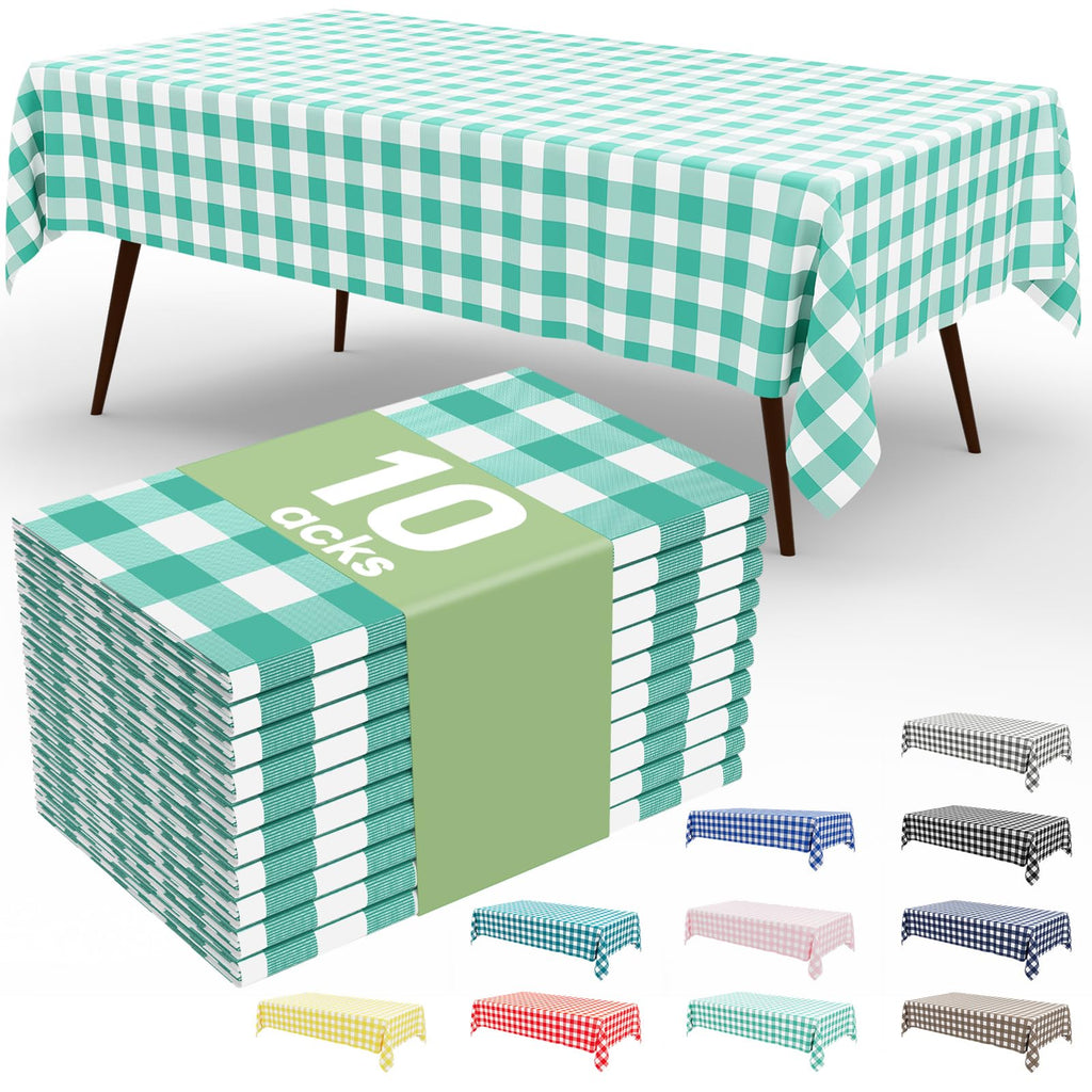 Smiry 3 Pack Red Gingham Disposable Tablecloths - 54" x 108" Heavy Duty Plastic Table Cloth, Waterproof Buffalo Plaid Table Covers for Picnic, Banquets, Outdoor Parties