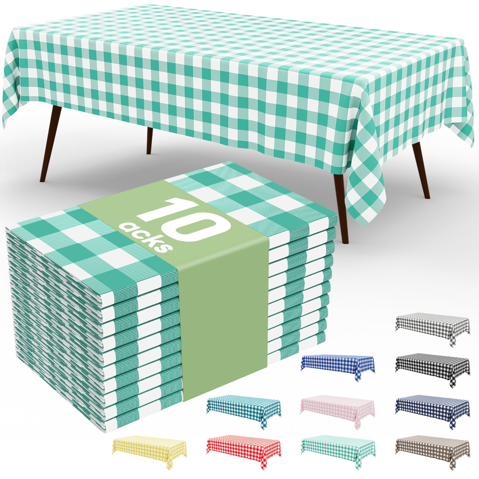 Smiry 3 Pack Red Gingham Disposable Tablecloths - 54" x 108" Heavy Duty Plastic Table Cloth, Waterproof Buffalo Plaid Table Covers for Picnic, Banquets, Outdoor Parties