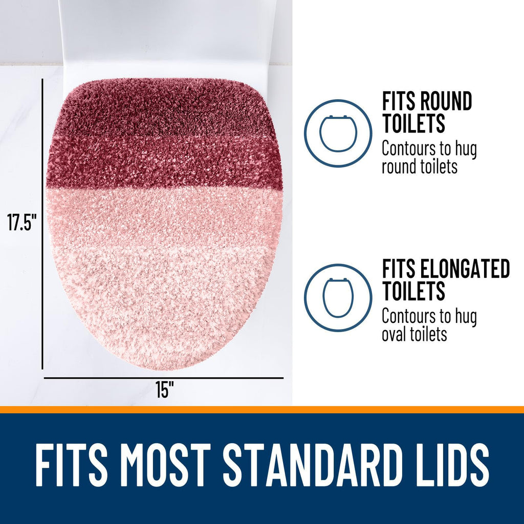 OLANLY Soft Microfiber Bathroom Toilet Lid Cover, Machine Washable Seat Covers, 17.5x15, Stays in Place Rubber Backing, Fits Most Round, Elongated and Oblong Lids, Accessories Decor, Gray