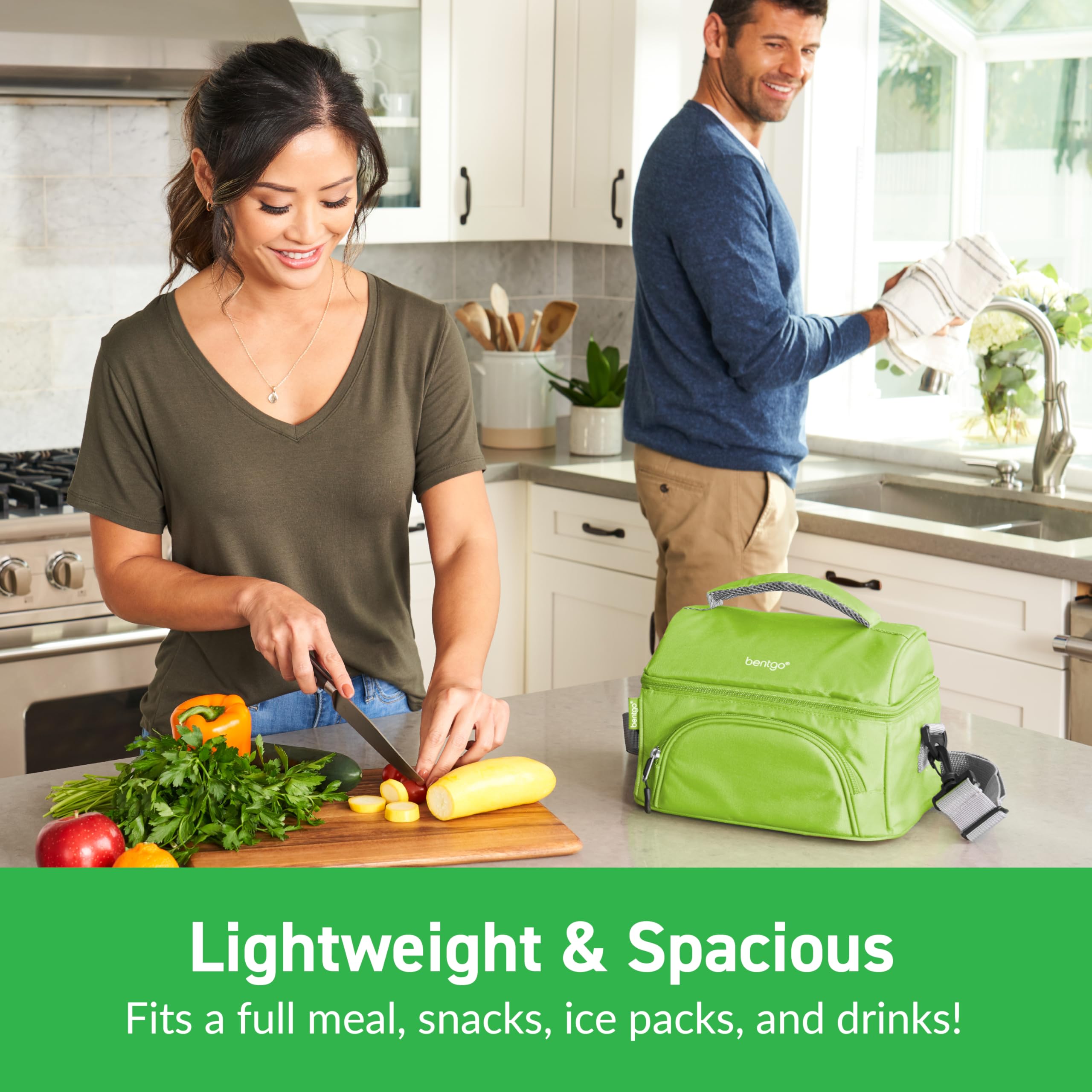 Bentgo® Deluxe Lunch Bag - Durable and Insulated Lunch Tote with Zippered Outer Pocket, Internal Mesh Pocket, Padded & Adjustable Straps, & 2-Way Zippers - Fits Most Lunch Boxes (Carbon Black)