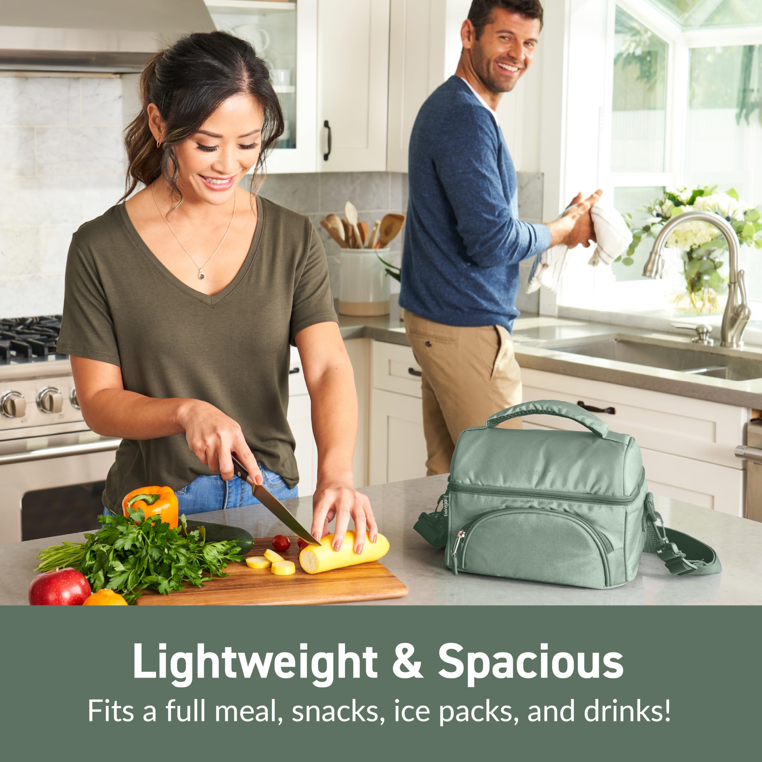 Bentgo® Deluxe Lunch Bag - Durable and Insulated Lunch Tote with Zippered Outer Pocket, Internal Mesh Pocket, Padded & Adjustable Straps, & 2-Way Zippers - Fits Most Lunch Boxes (Carbon Black)