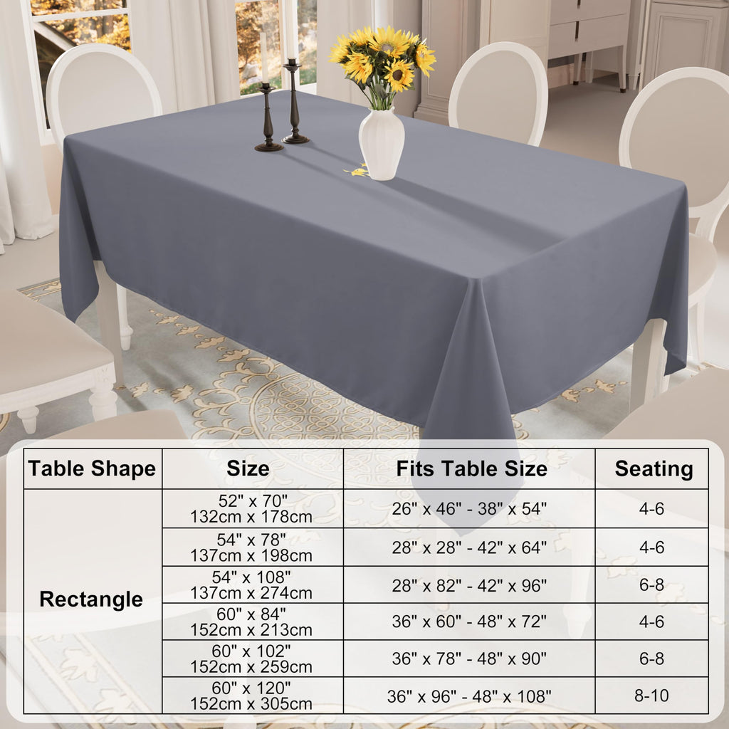 Smiry Rectangle Table Cloth, Waterproof Anti-Scratch Polyester Tablecloth, Decorative Washable Fabric Table Cover for Dining, Buffet, Parties and Outdoor, 60x84, Black