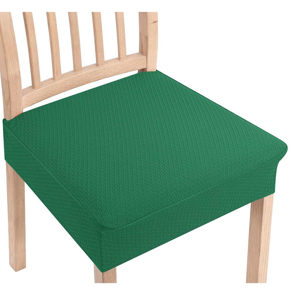 Smiry Stretch Jacquard Seat Covers for Dining Room Chairs Set of 6, Removable Washable Chair Seat Protector Slipcovers, No Rear Covers, Beige