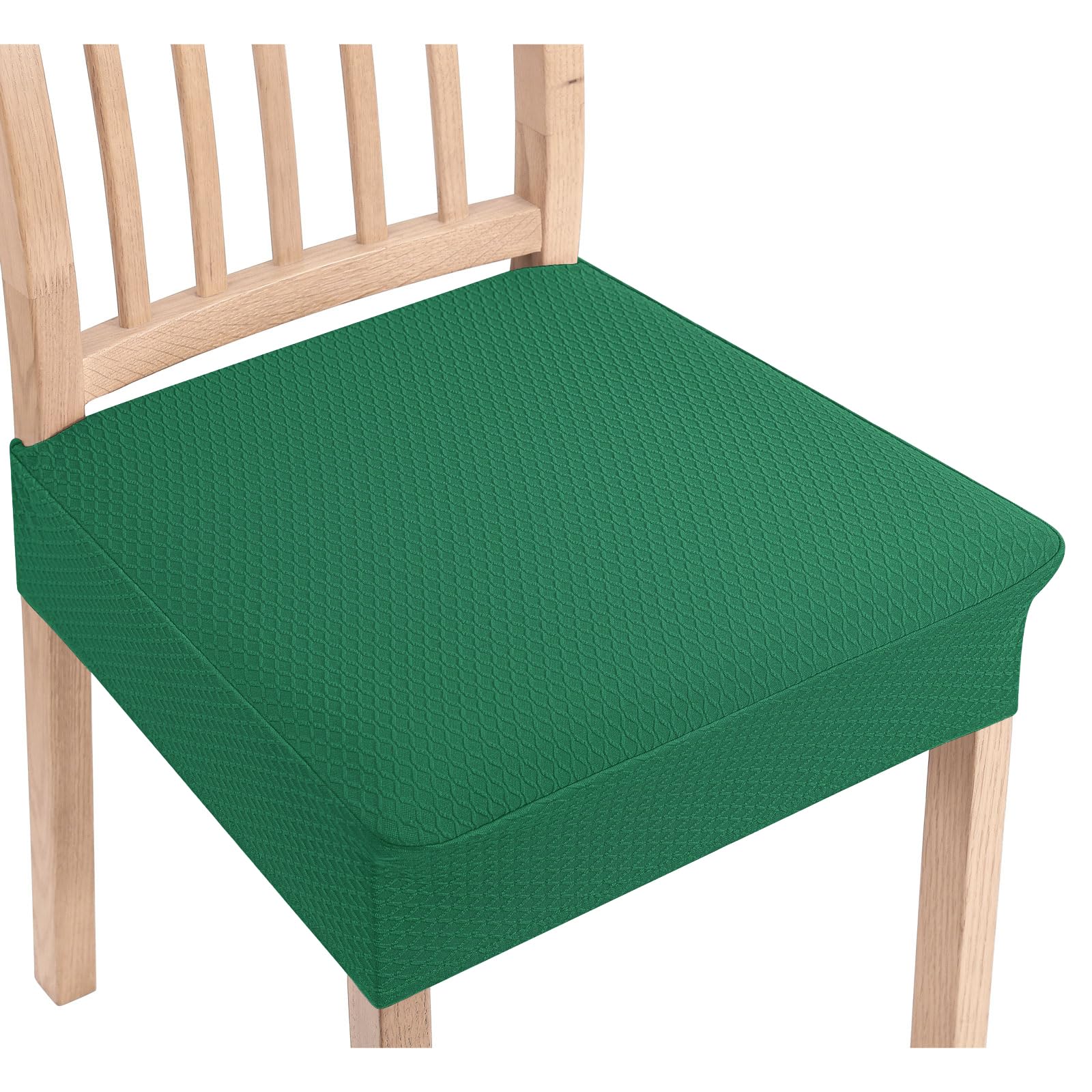 Smiry Stretch Jacquard Seat Covers for Dining Room Chairs Set of 6, Removable Washable Chair Seat Protector Slipcovers, No Rear Covers, Beige