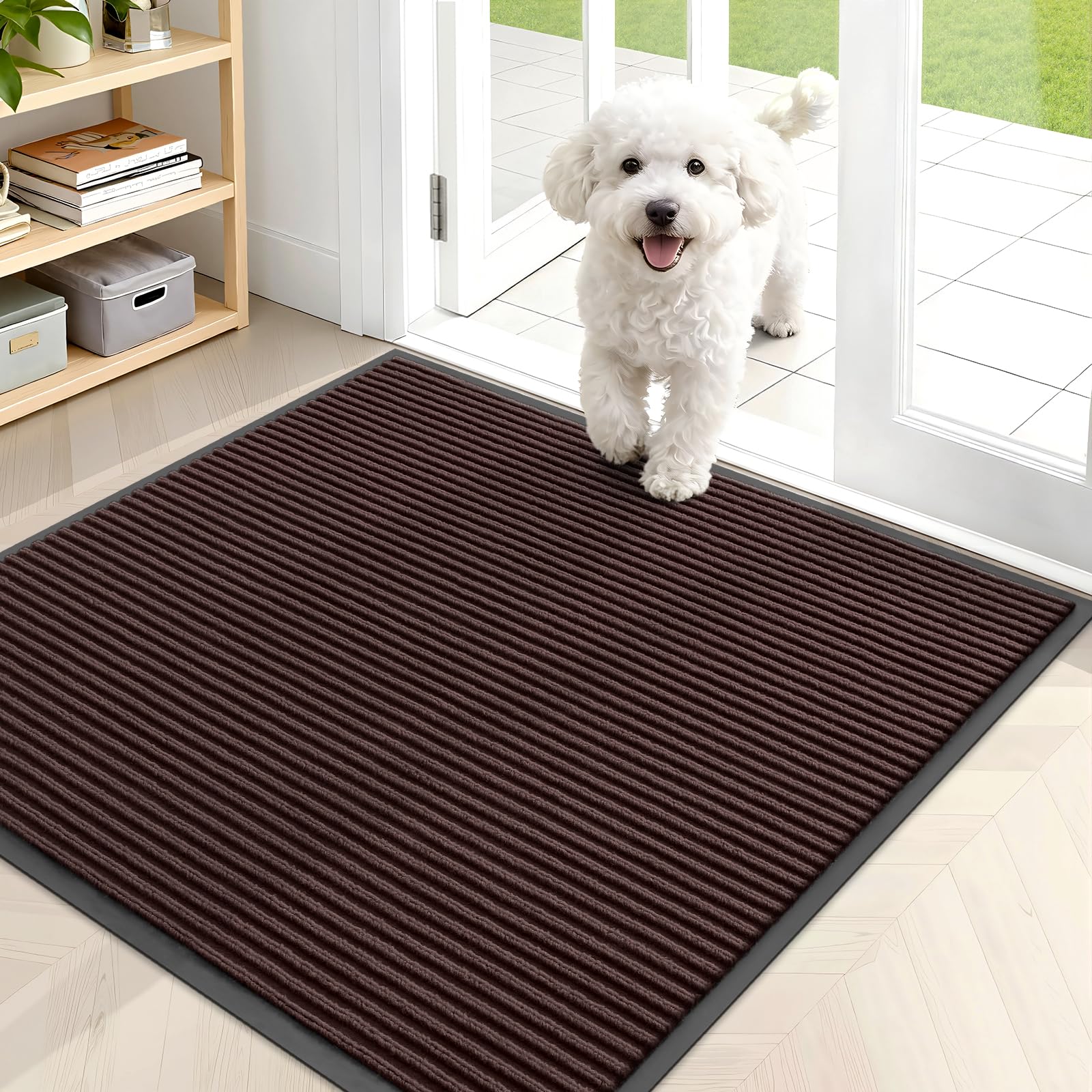 OLANLY Front Door Mat Indoor Outdoor Entrance, Waterproof Heavy Duty Doormat, Fade Resistant, Low Profile, Easy Clean Patio Porch Welcome Floor Mats for Entry, 29.5x17, Grey