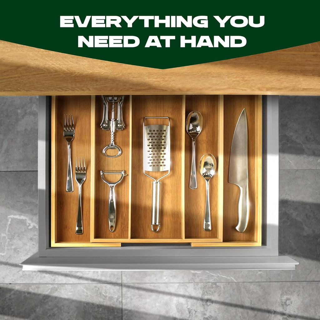 ROYAL CRAFT WOOD Bamboo Kitchen Drawer Organizer - Utensil Drawer Organizer