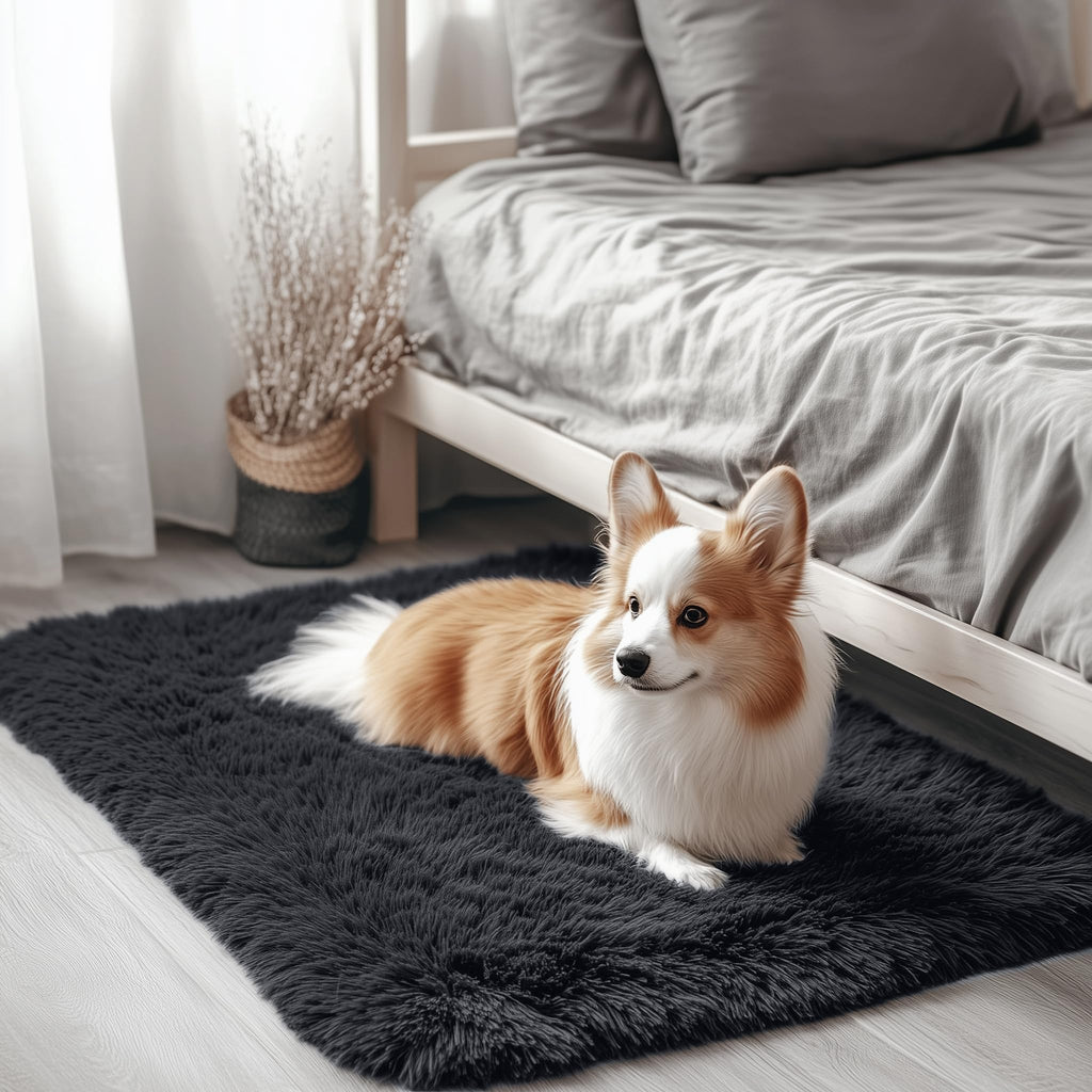 OLANLY Area Rugs for Living Room Bedroom, Machine Washable 4x5.9 ft Soft Fluffy Shaggy Bedside Rug, Indoor Floor Carpet for Kids Girls and Boys, Dorms, Nursery Rooms, Home Decor Aesthetic, Grey