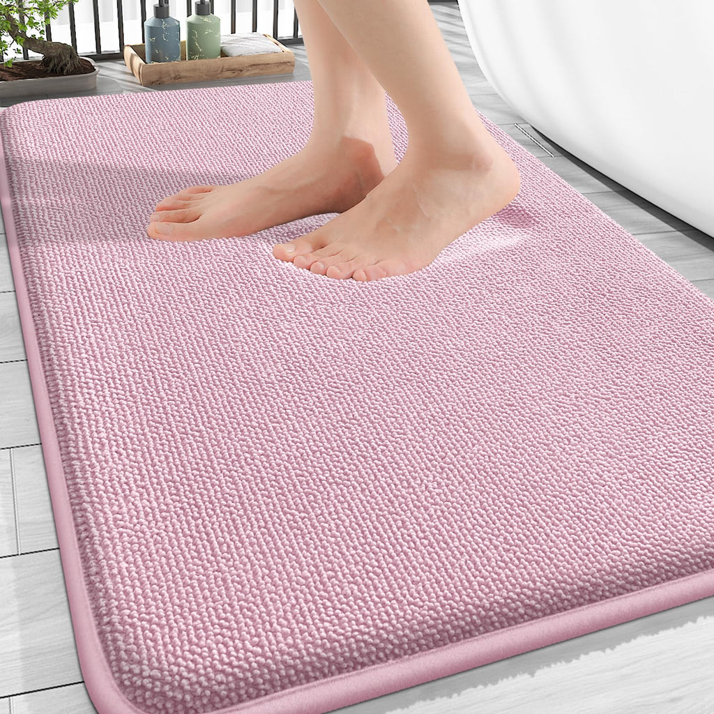 OLANLY Thick Memory Foam Bath Mat Rug 30x20, Extra Soft Absorbent Bathroom Rugs, Quick Dry Bath Mats, Non-Slip, Machine Washable Carpet for Bathroom, Tub and Shower, Home Decor Accessories, Grey