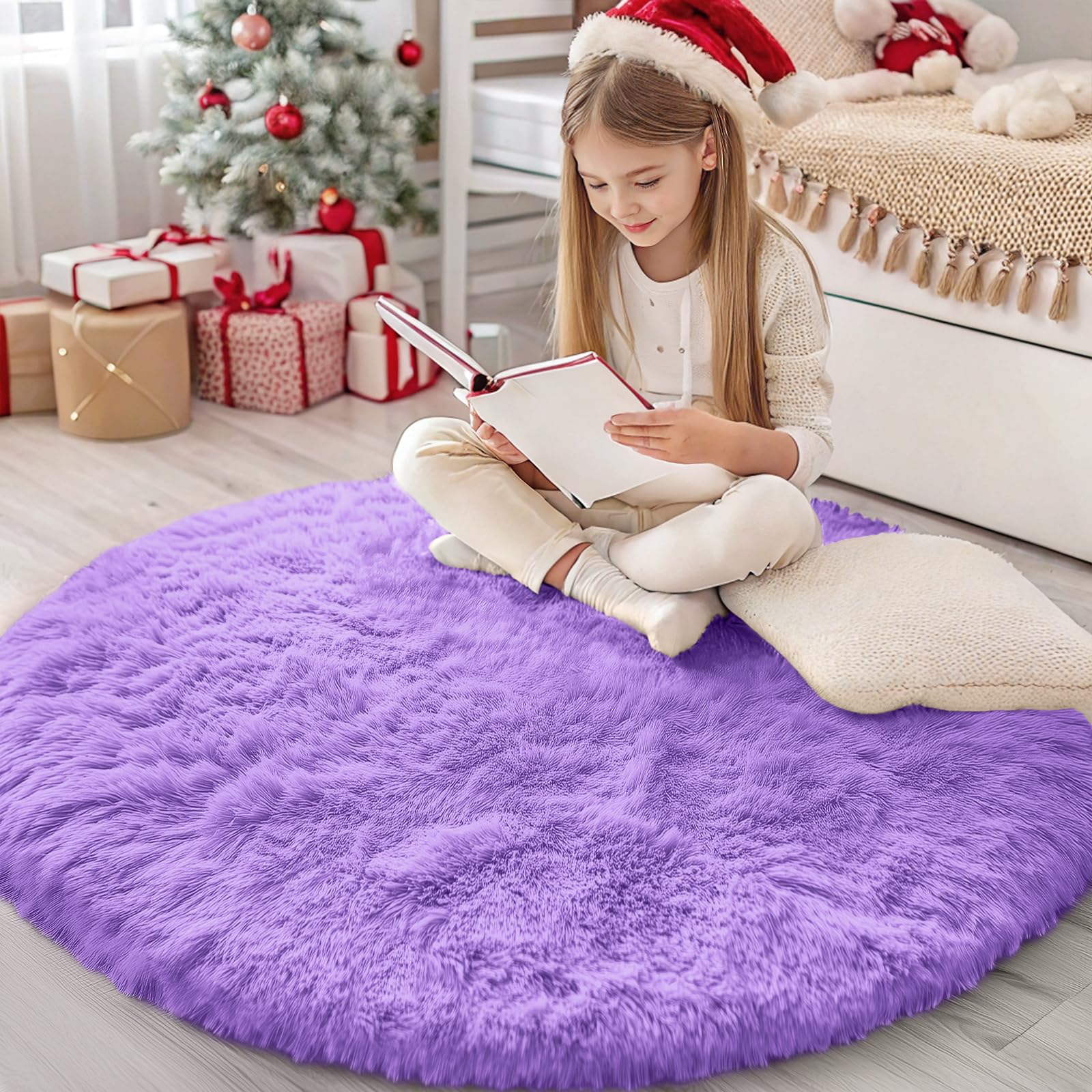 OLANLY Area Rugs for Living Room Bedroom, Machine Washable 4x5.9 ft Soft Fluffy Shaggy Bedside Rug, Indoor Floor Carpet for Kids Girls and Boys, Dorms, Nursery Rooms, Home Decor Aesthetic, Grey