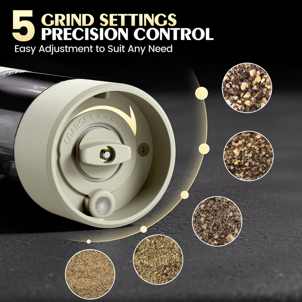 Electric Salt and Pepper Grinder Set Automatic Battery Pepper Mill Shakers Adjustable Coarseness Upgraded Larger Capacity with Led Home and Kitchen Appliances Birthday Gifts for Women Mom