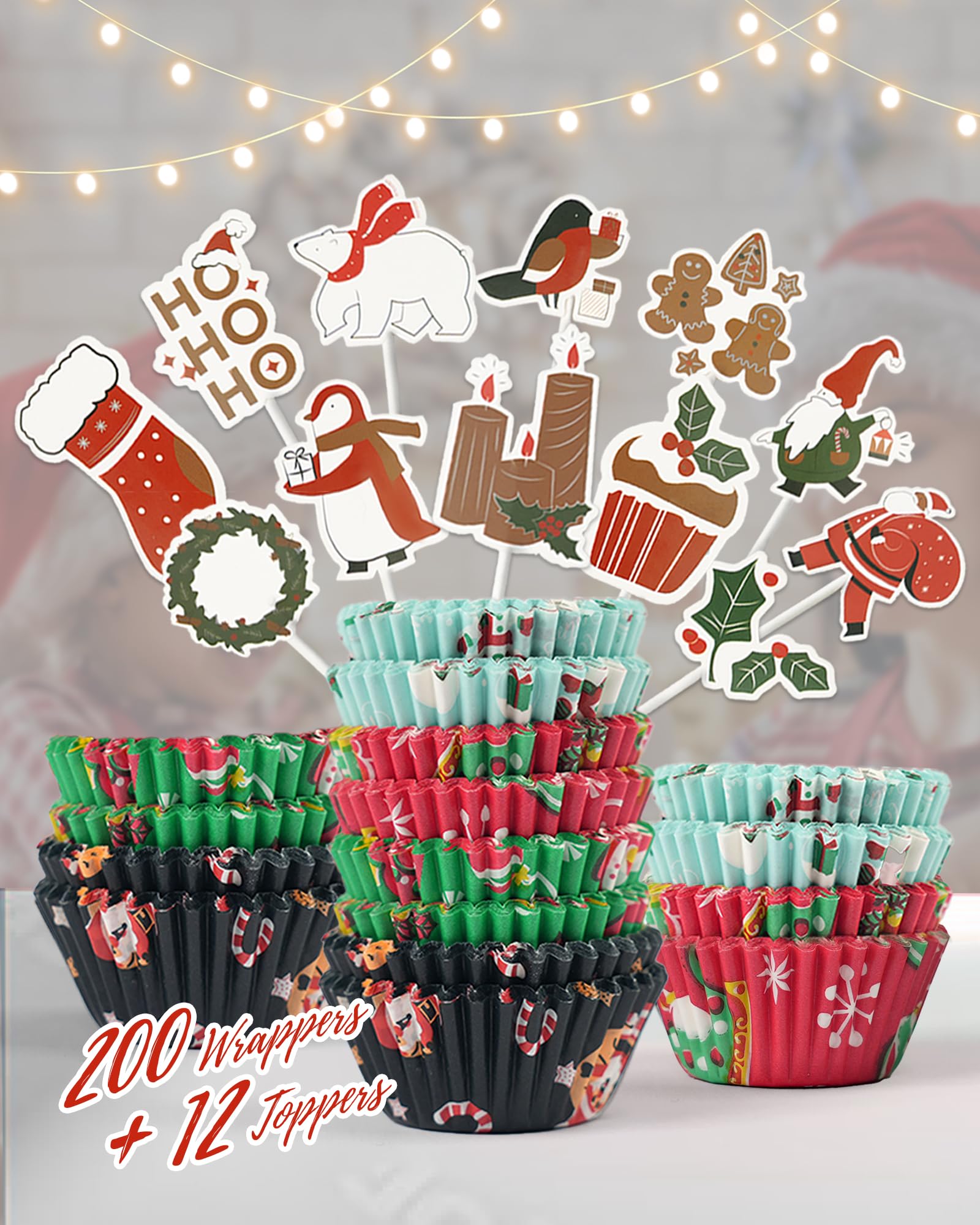 200pcs Standard Blue cupcake liners for baking,food-grade cupcake wrappers, greaseproof parchment muffin liners Christmas muffin liners for Christmas decorations