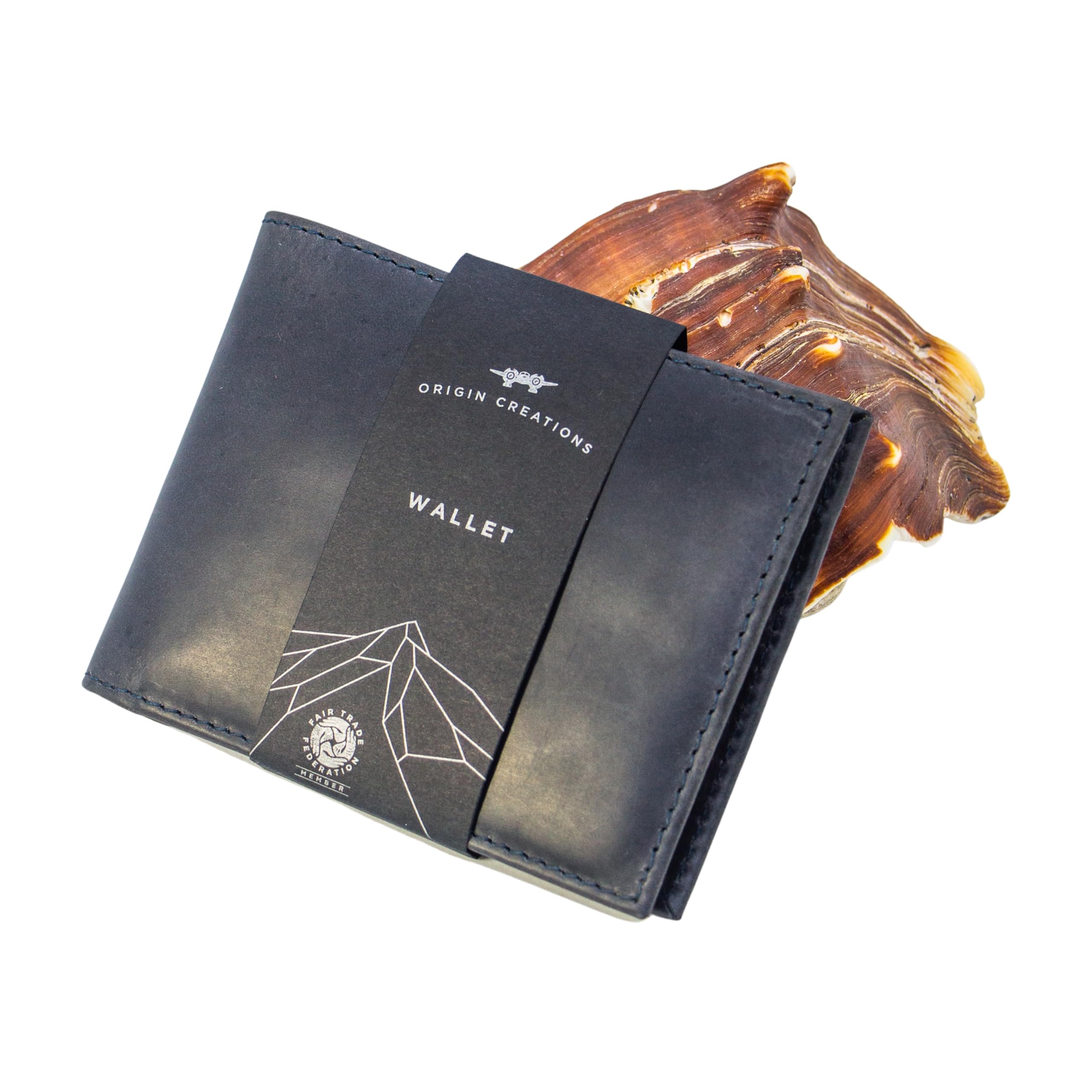 TWIN ENGINE COFFEE Handcrafted Leather Wallet, Extra Capacity Bifold Wallet with Bonus Insert + 2 ID Windows, Hand Stitched Top Grain, Slim Billfold with 8 Card Slots, Origin Creations (Deep Ocean)