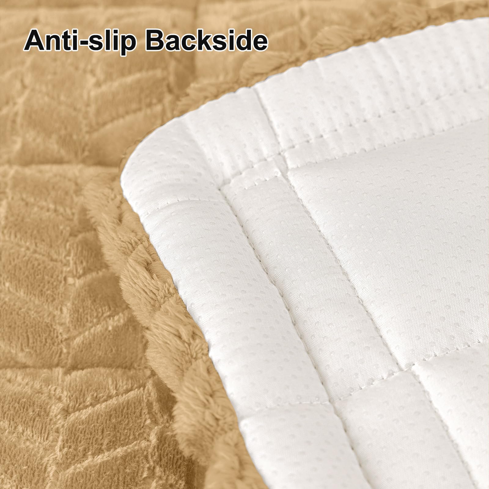 Smiry Non Slip Couch Covers for Dogs, Fuzzy Pet Couch Covers for 2-3 Cushion Sofa Pet Friendly, Soft Sofa Slipcovers Cushion Furniture Protector Washable (Beige, 27.6" x 59")