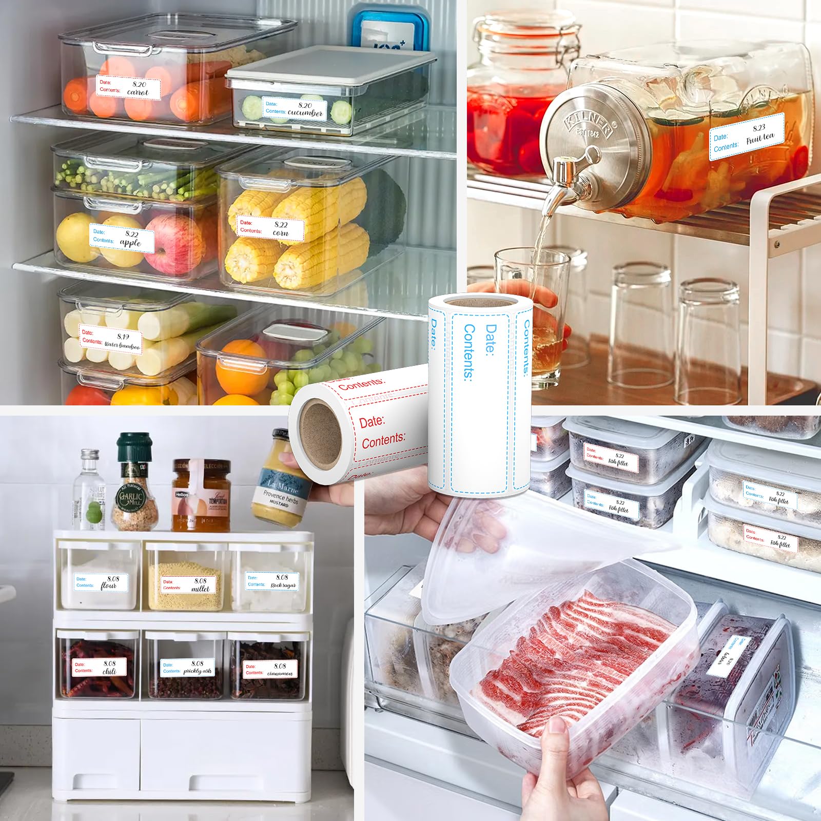 500 Pcs 1" x 3" Freezer Refrigerator Food Labels, Removable Adhesive, Water Oil Resistant, No Residue Food Storage Containers Labels Perfect for Monitoring Your Food in Kitchen