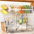 SNTD Over The Sink Dish Drying Rack - Adjustable Dish Rack for Kitchen Counter, Metal (Black)