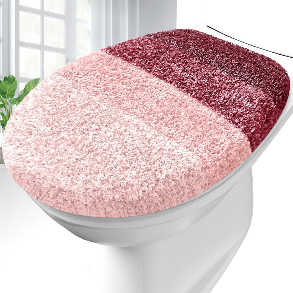 OLANLY Soft Microfiber Bathroom Toilet Lid Cover, Machine Washable Seat Covers, 17.5x15, Stays in Place Rubber Backing, Fits Most Round, Elongated and Oblong Lids, Accessories Decor, Gray