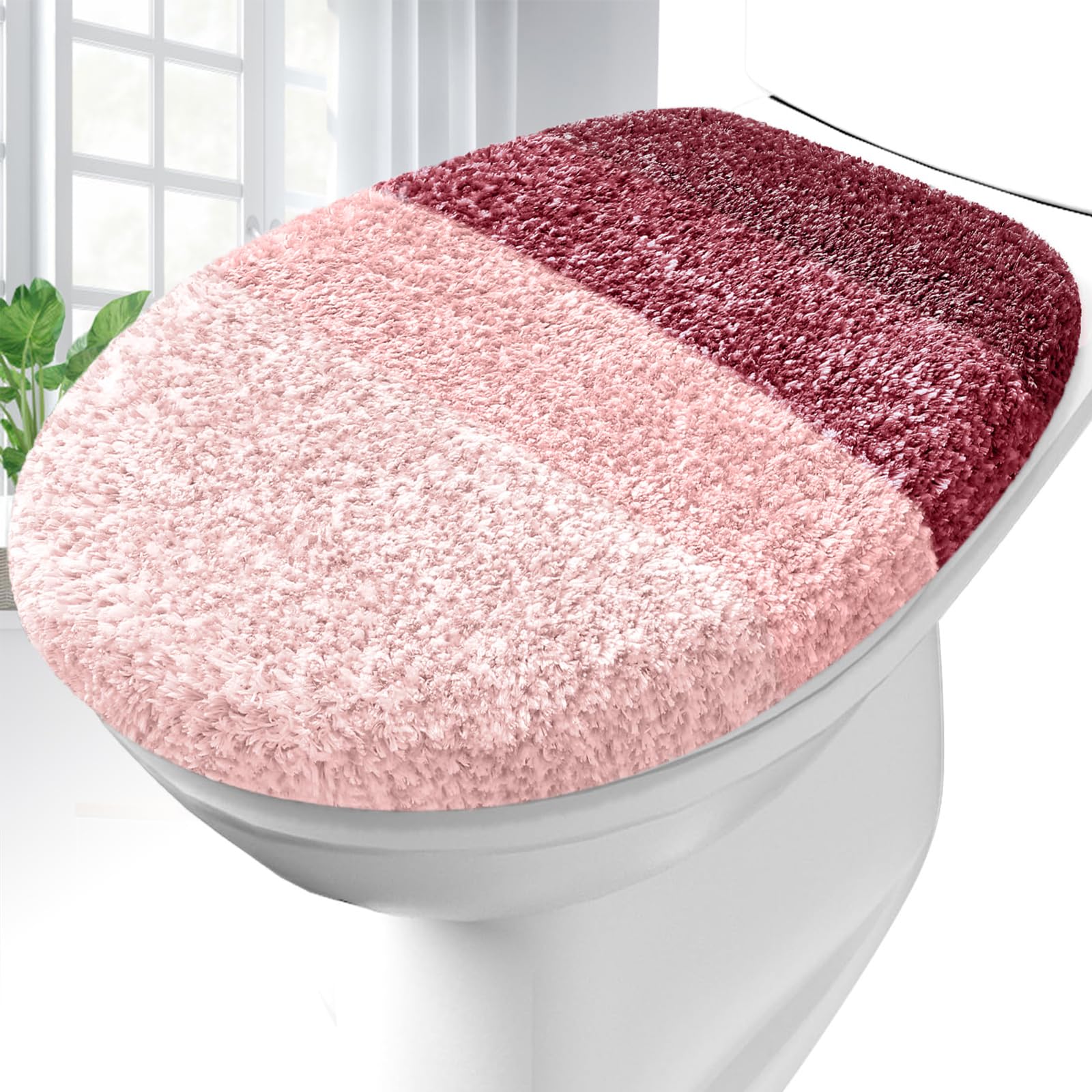 OLANLY Soft Microfiber Bathroom Toilet Lid Cover, Machine Washable Seat Covers, 17.5x15, Stays in Place Rubber Backing, Fits Most Round, Elongated and Oblong Lids, Accessories Decor, Gray