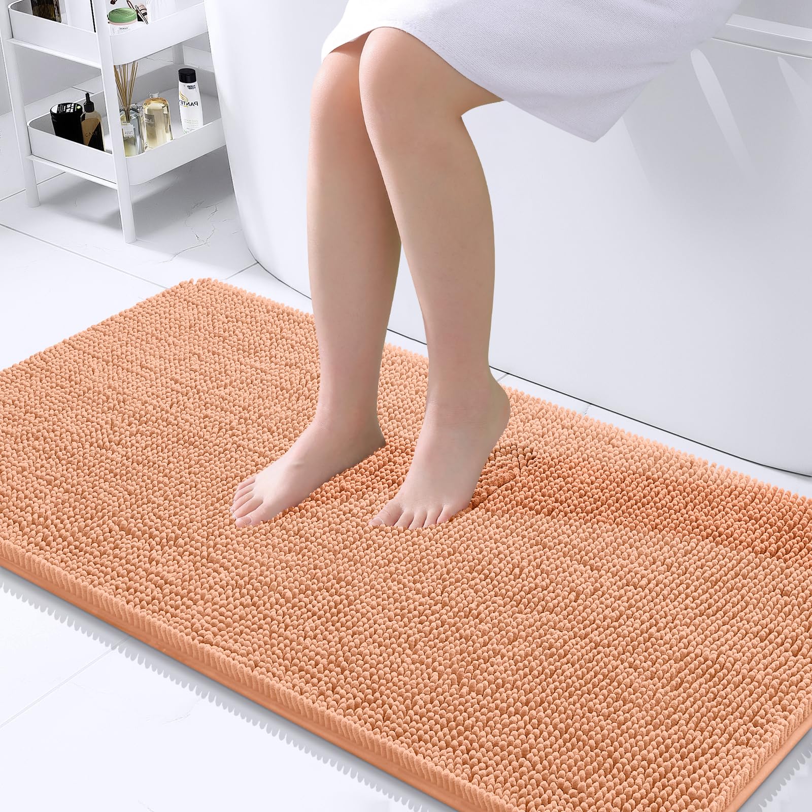 OLANLY Bathroom Rugs 30x20, Extra Soft Absorbent Chenille Bath Rugs, Rubber Backing Quick Dry, Machine Washable Bath Mats for Bathroom Floor, Tub and Shower, Home Decor Accessories, Grey
