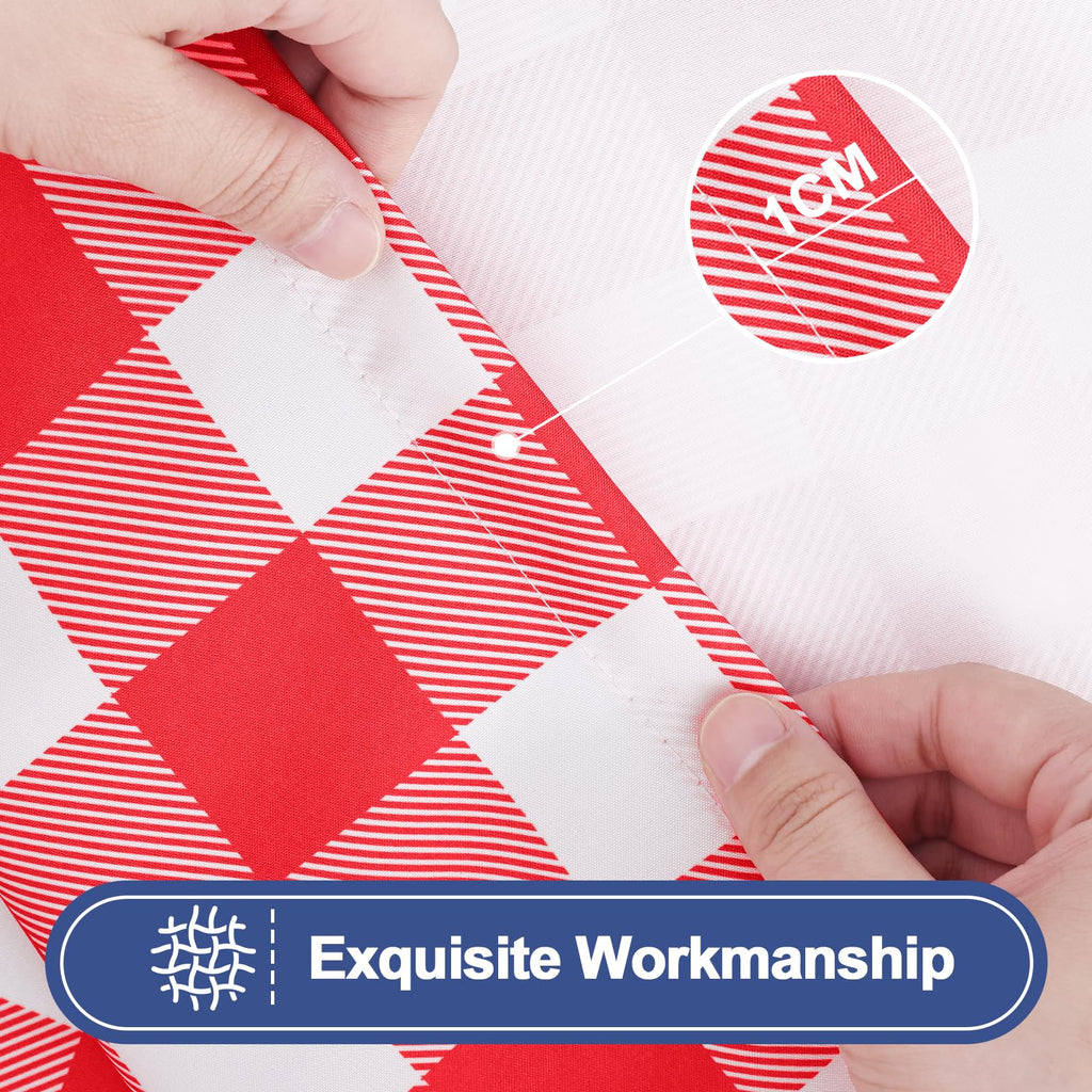 Smiry Picnic Table Cover with Bench Covers, Waterproof Elastic Fitted Tablecloths for 6 Foot Rectangle Tables, Washable Buffalo Plaid Tablecloth for Camping, Outdoor (Black & White, 30"x72")