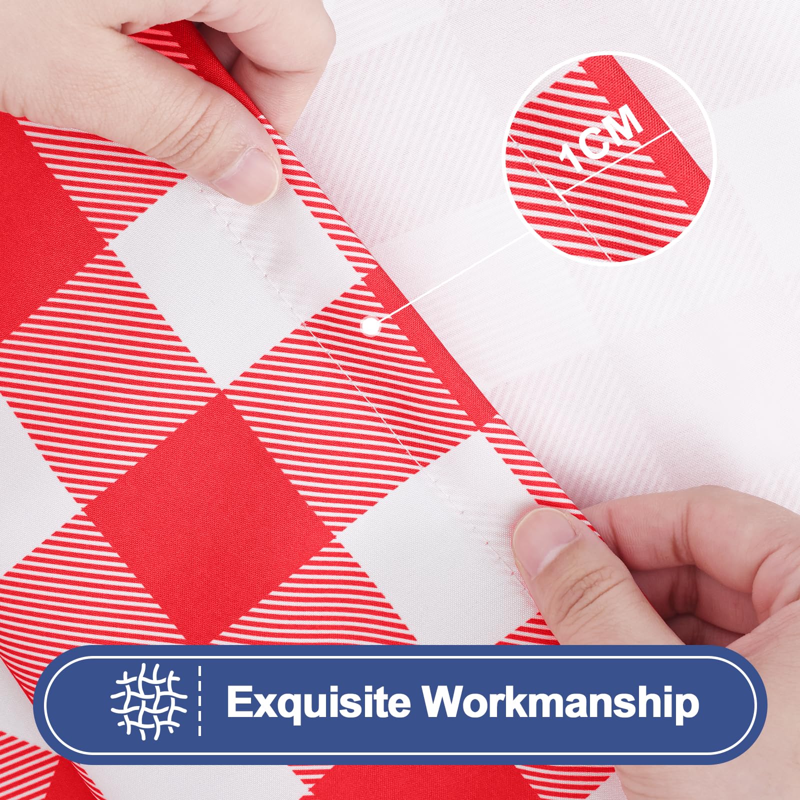 Smiry Picnic Table Cover with Bench Covers, Waterproof Elastic Fitted Tablecloths for 6 Foot Rectangle Tables, Washable Buffalo Plaid Tablecloth for Camping, Outdoor (Black & White, 30"x72")