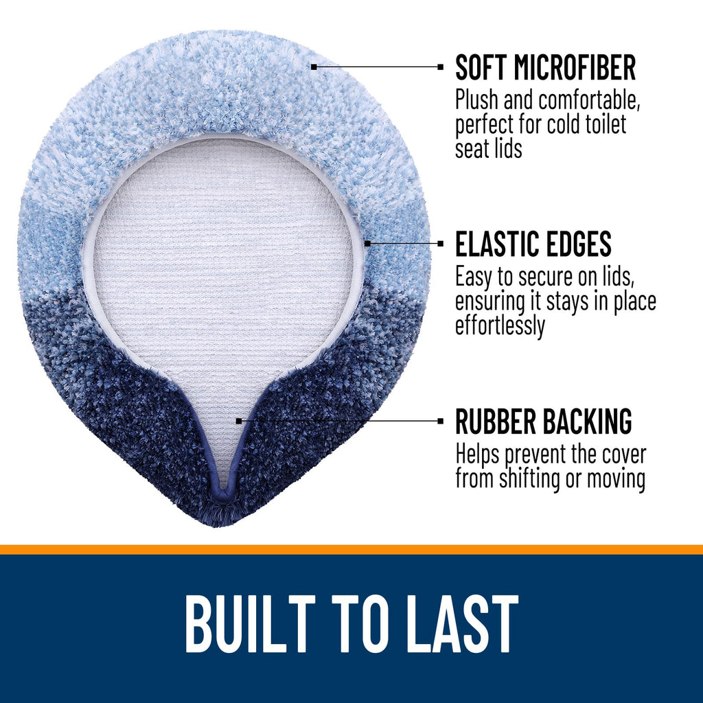 OLANLY Soft Microfiber Bathroom Toilet Lid Cover, Machine Washable Seat Covers, 17.5x15, Stays in Place Rubber Backing, Fits Most Round, Elongated and Oblong Lids, Accessories Decor, Gray