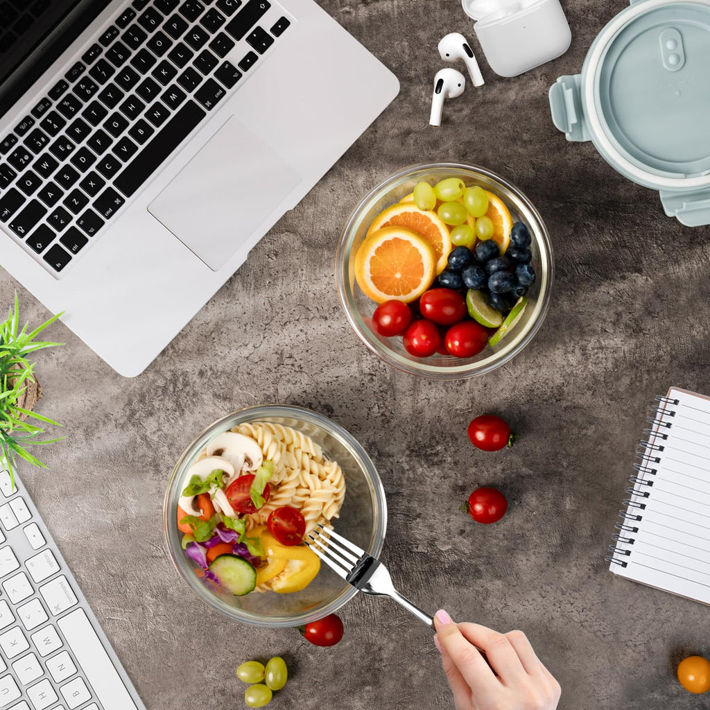 16oz Glass Meal Prep Containers, Airtight 2 Cup Glass Storage Containers with Lids, Heat-Resistant BPA-Free Borosilicate Glass Soup Container for Leftover, Microwave, Dishwasher&Freezer Safe (4 Packs)