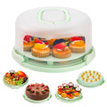 Green Cake Containers with Lids Round Plastic Cupcake Holders 4-in-1 Multipurpose Cake Carrier Holder for 11 Inch Cake Pies Cupcake Eggs Fruit or Snack Transport