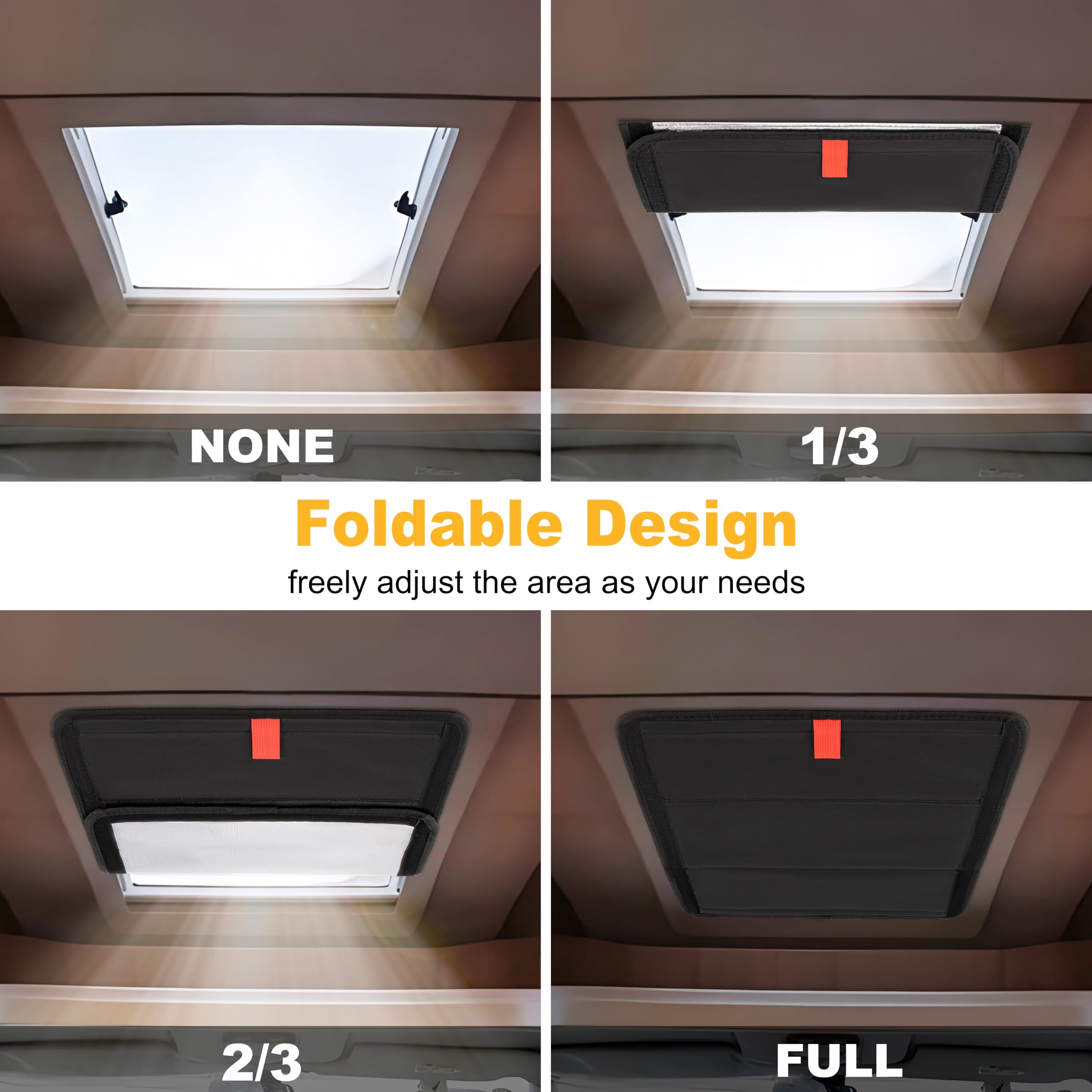 RedCall Rv Skylight Cover Insulator,Rv Vent Covers for Roof,Black Sun Blackout Fabric (16 x 16 inch),Camper Accessories for Inside