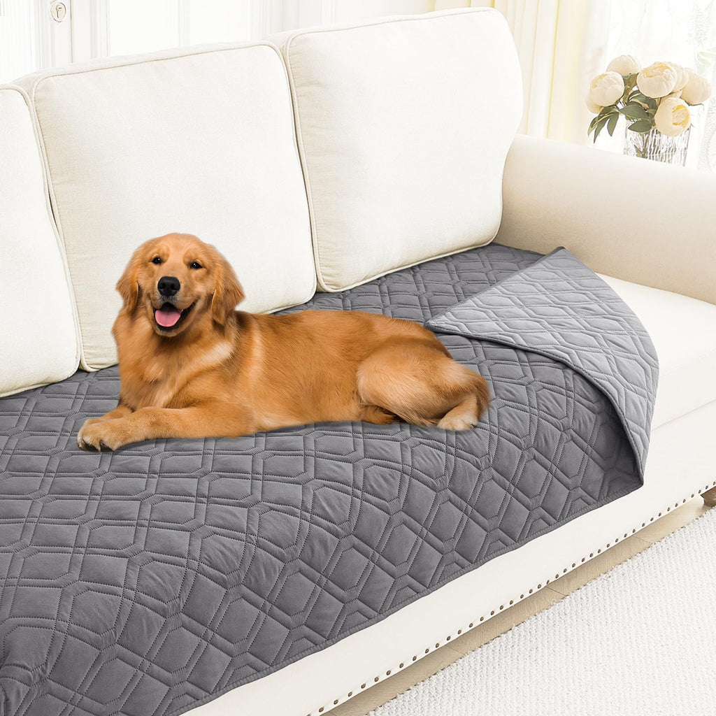 Smiry Waterproof Couch Covers for Dogs Washable, Reversible Pet Couch Covers for 3 Cushion Sofa Pet Friendly, Soft Sofa Furniture Protector for Dogs Cat Kids, Checkered (30"x70", Grey/Dark Grey)