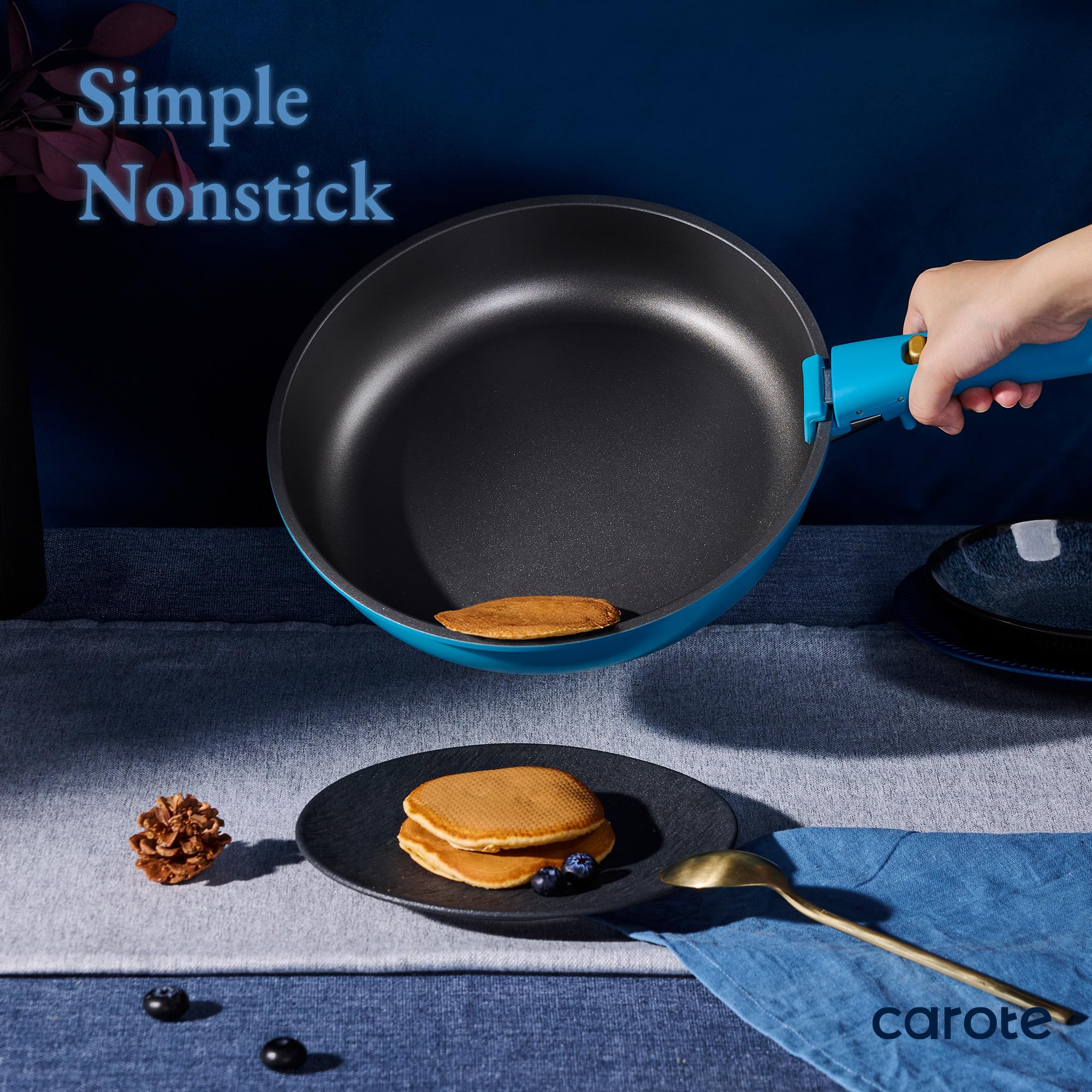 CAROTE 21pcs Pots and Pans Set, Nonstick Cookware Set Detachable Handle, Induction Kitchen Cookware Sets Non Stick with Removable Handle, RV Cookware Set, Gold and Purple