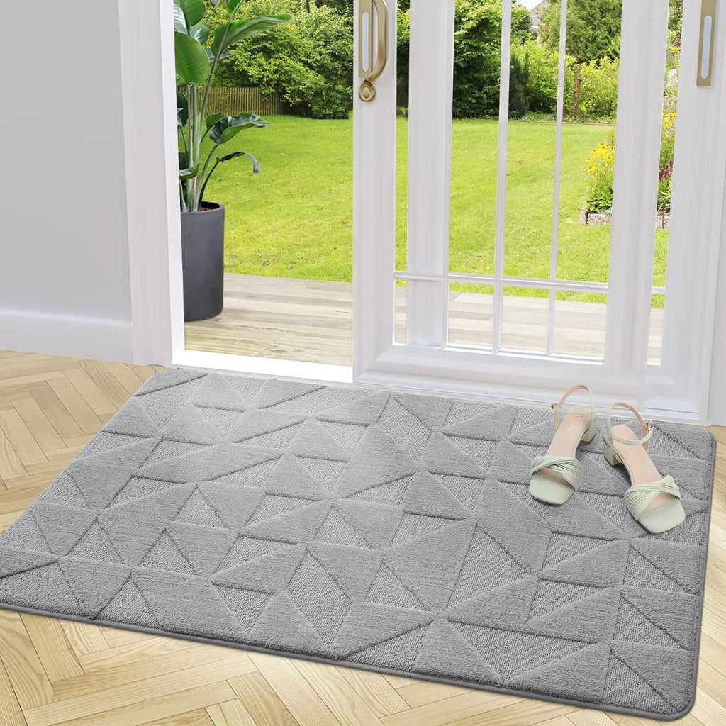 OLANLY Door Mats Indoor, Non-Slip, Absorbent, Dirt Resist, Entrance Washable Mat, Low-Profile Inside Entry Doormat for Entryway (32x20 inches, Grey)