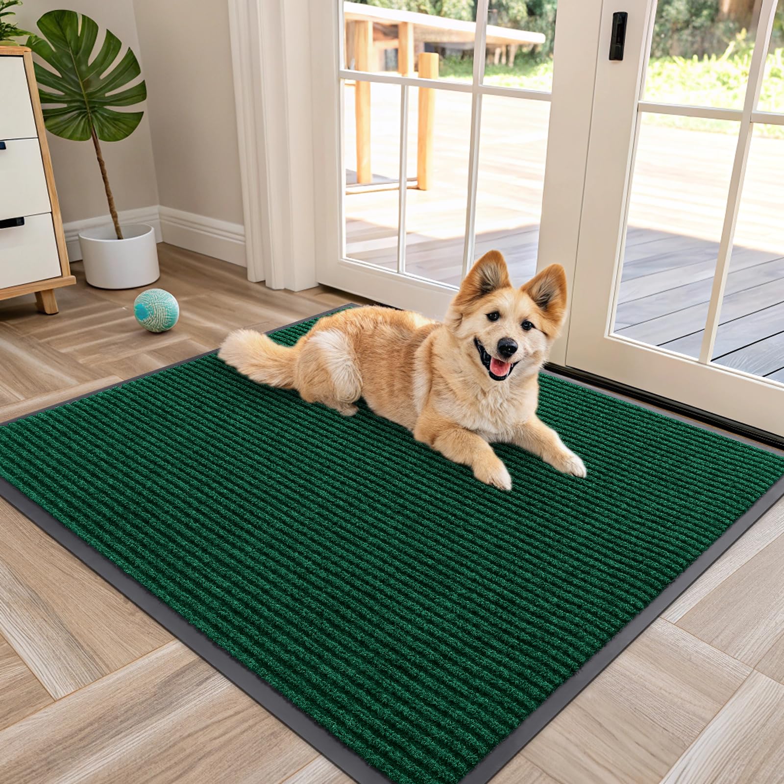 OLANLY Front Door Mat Indoor Outdoor Entrance, Waterproof Heavy Duty Doormat, Fade Resistant, Low Profile, Easy Clean Patio Porch Welcome Floor Mats for Entry, 29.5x17, Grey
