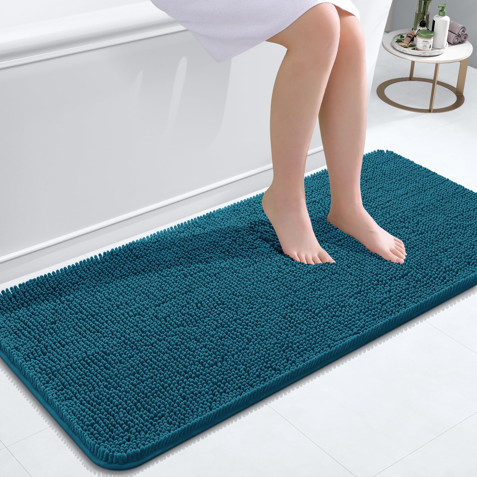 OLANLY Bathroom Rugs 30x20, Extra Soft Absorbent Chenille Bath Rugs, Rubber Backing Quick Dry, Machine Washable Bath Mats for Bathroom Floor, Tub and Shower, Home Decor Accessories, Grey