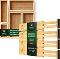 ROYAL CRAFT WOOD Adjustable Bamboo Drawer Dividers Organizers (17-22") - Multipurpose Storage Boxes 5 pcs
