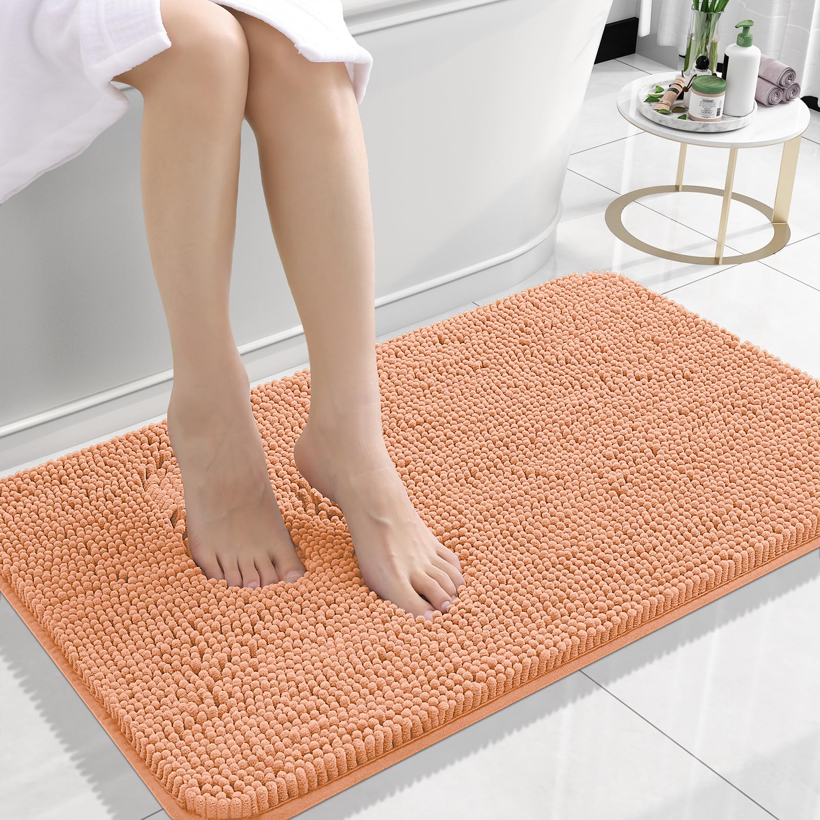 OLANLY Bathroom Rugs 30x20, Extra Soft Absorbent Chenille Bath Rugs, Rubber Backing Quick Dry, Machine Washable Bath Mats for Bathroom Floor, Tub and Shower, Home Decor Accessories, Grey