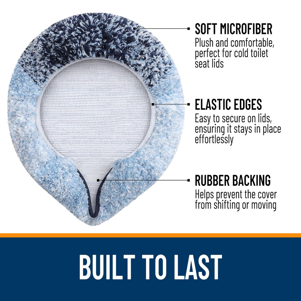 OLANLY Soft Microfiber Bathroom Toilet Lid Cover, Machine Washable Seat Covers, 17.5x15, Stays in Place Rubber Backing, Fits Most Round, Elongated and Oblong Lids, Accessories Decor, Gray