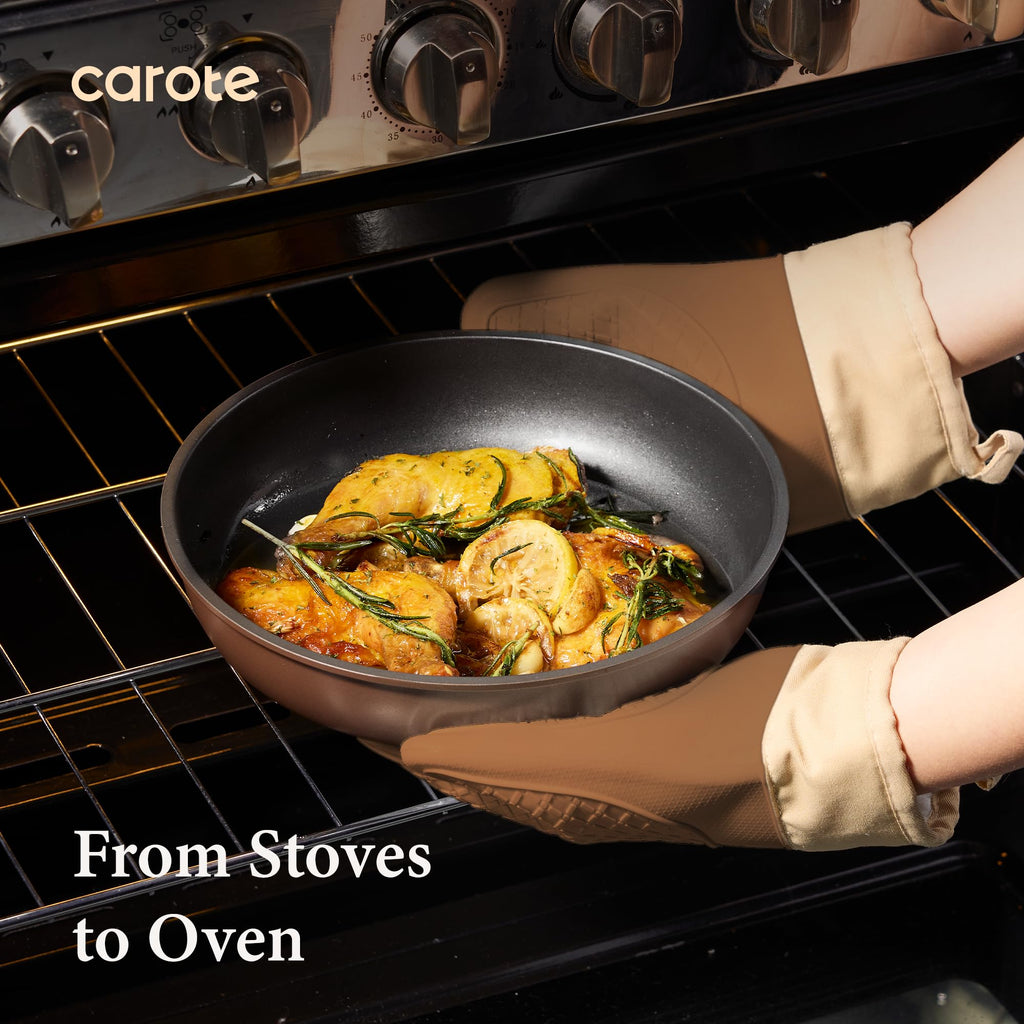 CAROTE 21pcs Pots and Pans Set, Nonstick Cookware Set Detachable Handle, Induction Kitchen Cookware Sets Non Stick with Removable Handle, RV Cookware Set, Gold and Purple