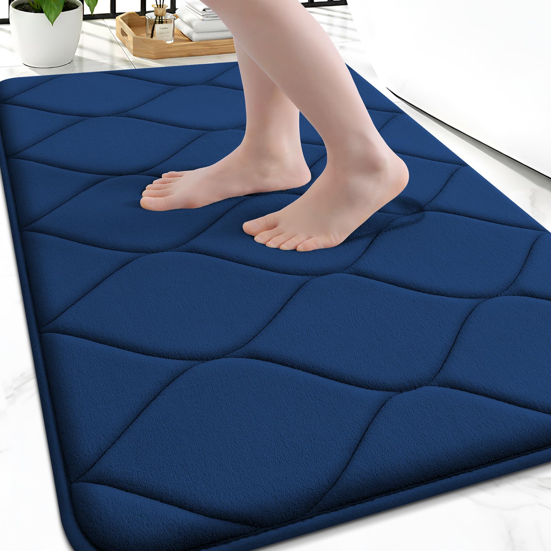 Smiry Memory Foam Bath Mat 30''x20'', Ultra Soft Non-Slip Bathroom Rug, Plush Water Absorbent Quick Dry and Machine Washable Floor Mat for Shower, Tub & Home Decor, Grey