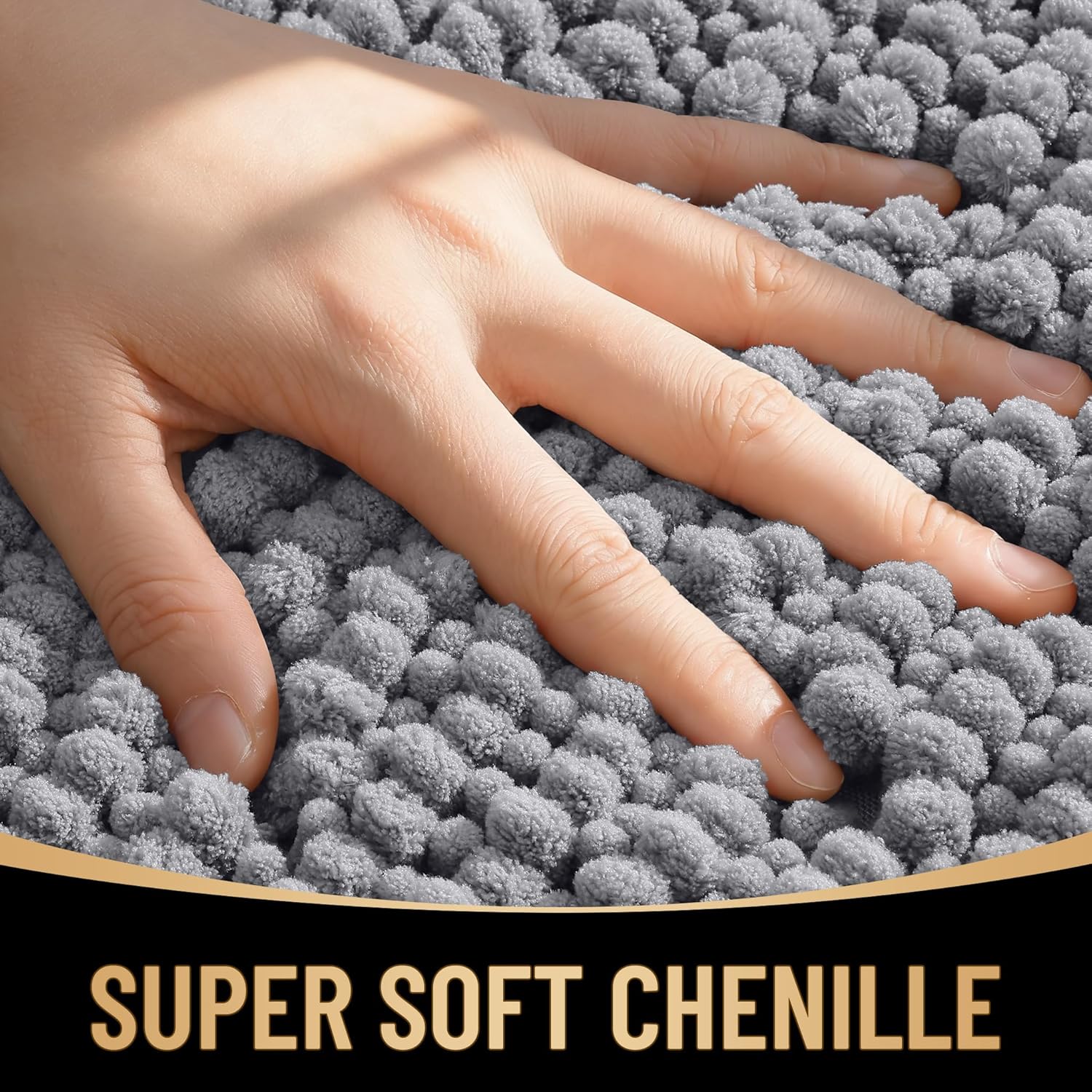 OLANLY Thick Bathroom Rugs 30x20, Extra Soft Absorbent Chenille Bath Rugs, Rubber Backing, Machine Wash Dry, Bath Mats for Bathroom Floor, Tub and Shower, Home Decor Accessories, Grey