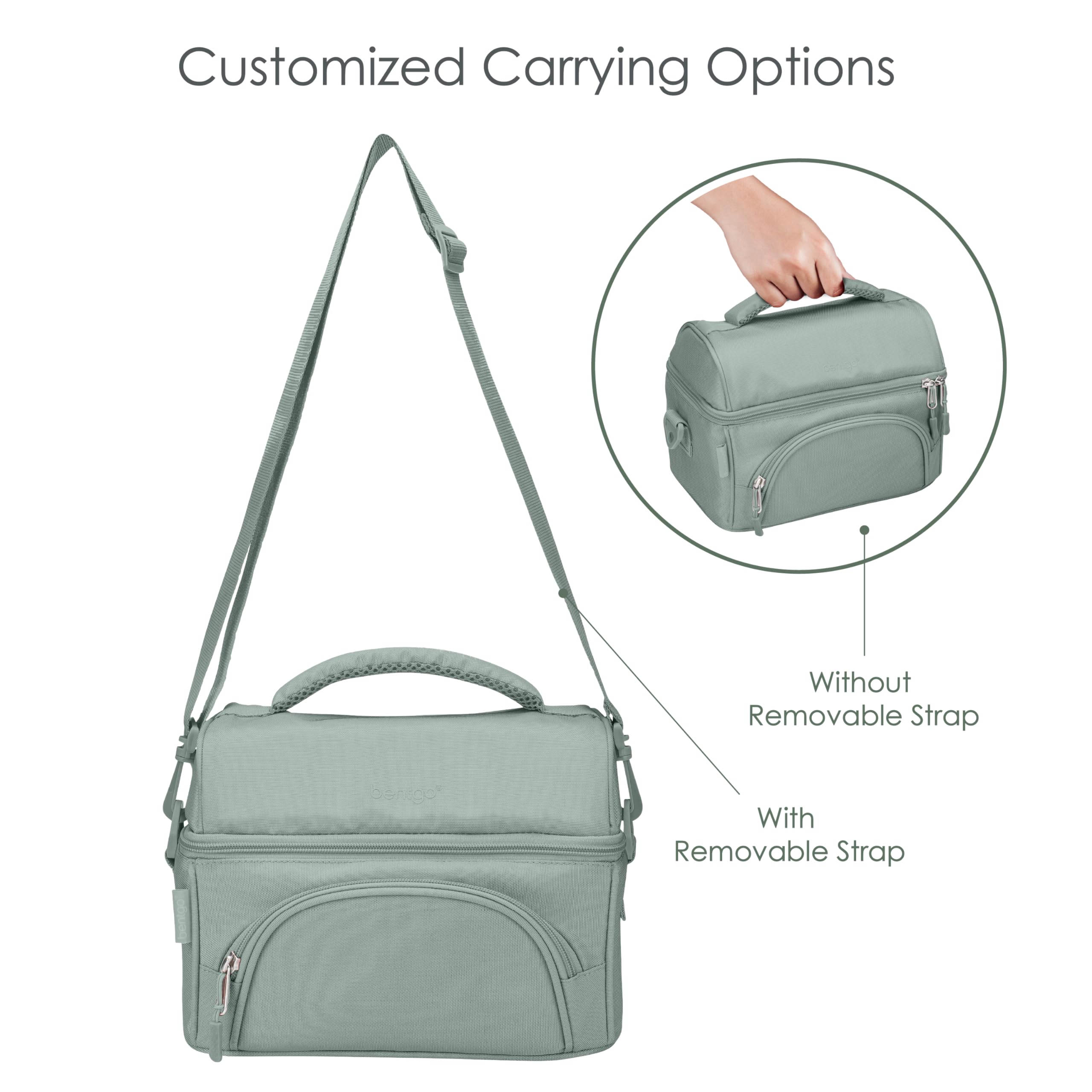 Bentgo® Deluxe Lunch Bag - Durable and Insulated Lunch Tote with Zippered Outer Pocket, Internal Mesh Pocket, Padded & Adjustable Straps, & 2-Way Zippers - Fits Most Lunch Boxes (Carbon Black)