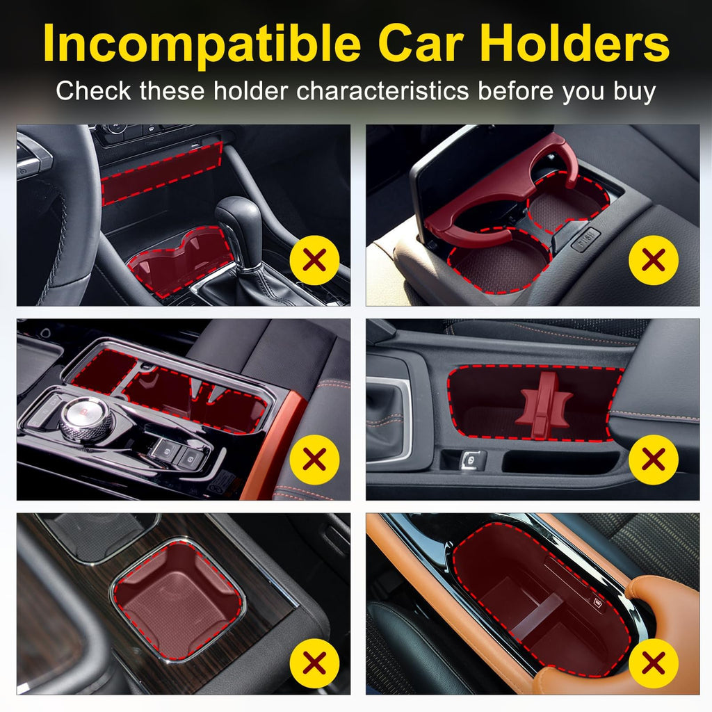 Cup Holder Expander (Adjustable Holder & Base, Auto-Fit Hold, One Button Open), Car Cup Holder Expander for Yeti, Hydro Flask, Nalgene, Owala, Bottles in 2.6"- 4.8" (Light Black, 1 Pack)