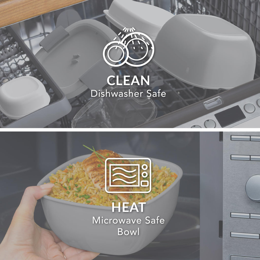 Bentgo Salad Container - 54 oz Bowl with 4-Compartment Toppings Tray, Leak-Proof Dressing Container, Reusable Fork, BPA-Free Lunch Box for Meal Prep & Food Storage; Removable Bento Tray (Khaki Green)