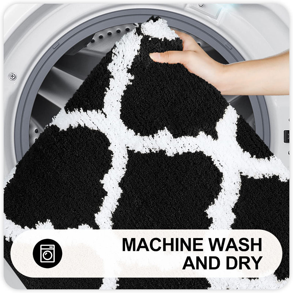 OLANLY Bathroom Rugs Set 2 Piece, Microfiber Bath Shower Mat and U-Shaped Toilet Rug, Machine Wash Dry, Non-Slip Absorbent Shaggy Bath Mats for Tub, Shower and Bathroom (30"x20"+24"x20", Grey)