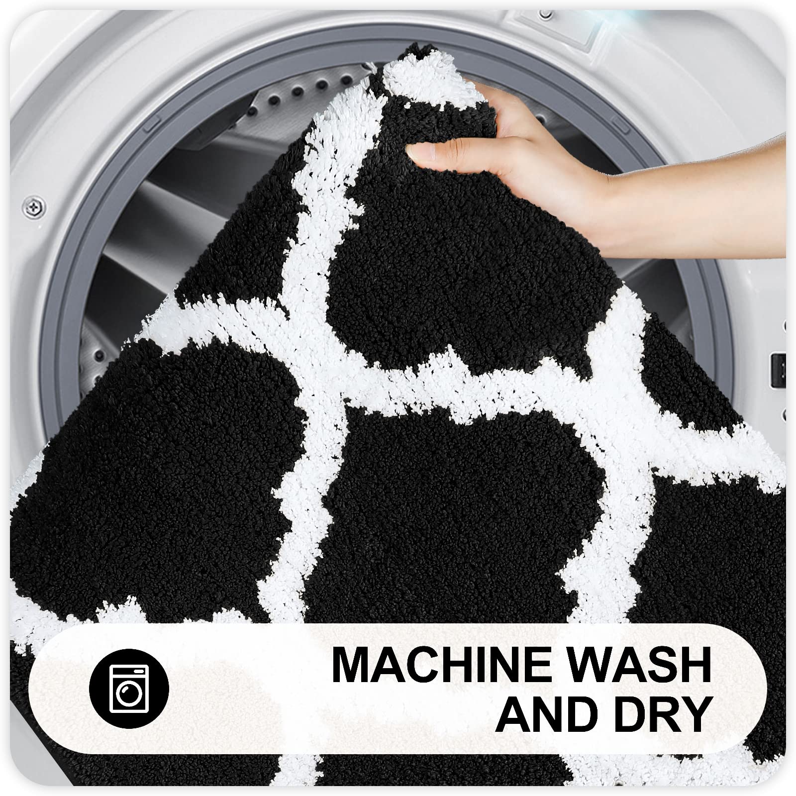 OLANLY Bathroom Rugs Set 2 Piece, Microfiber Bath Shower Mat and U-Shaped Toilet Rug, Machine Wash Dry, Non-Slip Absorbent Shaggy Bath Mats for Tub, Shower and Bathroom (30"x20"+24"x20", Grey)