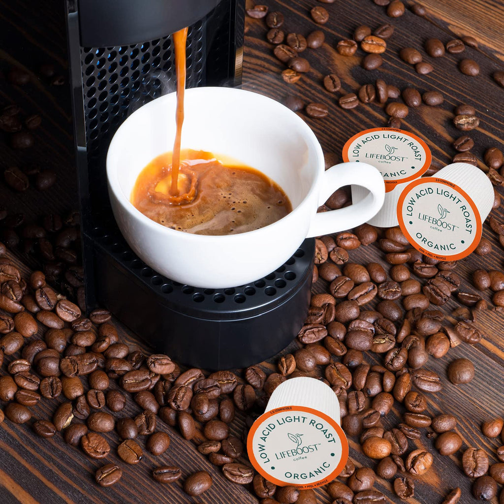 Lifeboost Medium Roast Low Acid Coffee K Cups - Single Origin Mold Free Non-GMO Organic Coffee Pods - Compatible with Keurig & Keurig 2 Machines - 10 Count