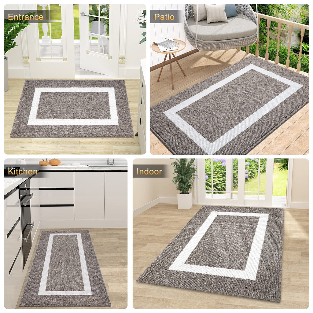 OLANLY Indoor Door Mat, 32x20, Non-Slip Absorbent Resist Dirt Entrance Mat, Washable Low-Profile Inside Entry Doormats for Entryway, Grey