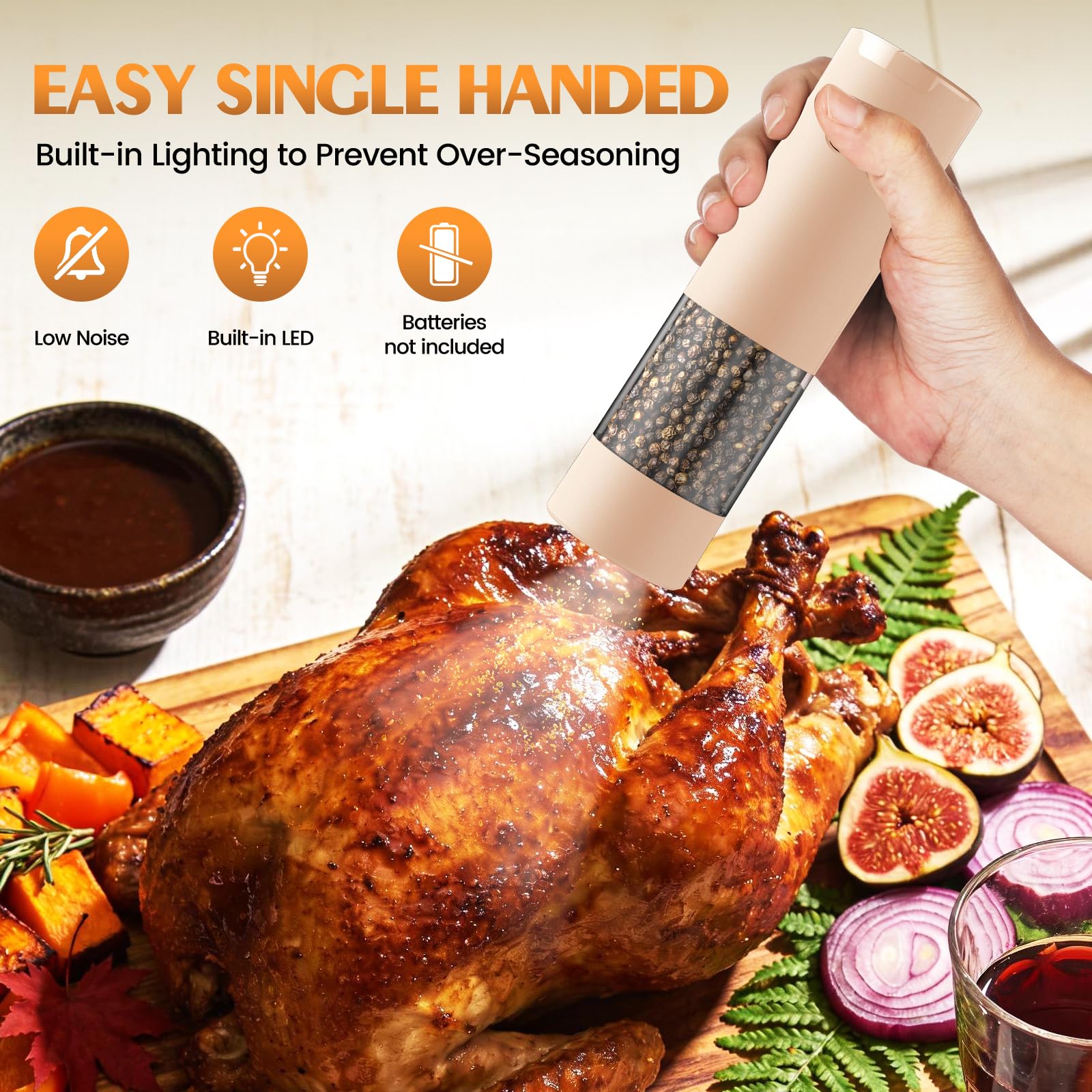 Electric Salt and Pepper Grinder Set Automatic Battery Pepper Mill Shakers Adjustable Coarseness Upgraded Larger Capacity with Led Home and Kitchen Appliances Birthday Gifts for Women Mom