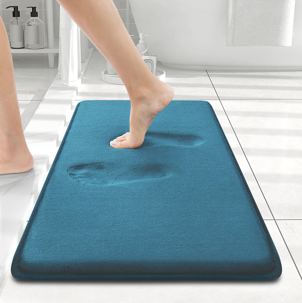 Smiry Memory Foam Bath Mat 30x20, Extra Soft and Absorbent Bathroom Mats, Non Slip Washable Carpet for Floor, Shower and Tub, Black