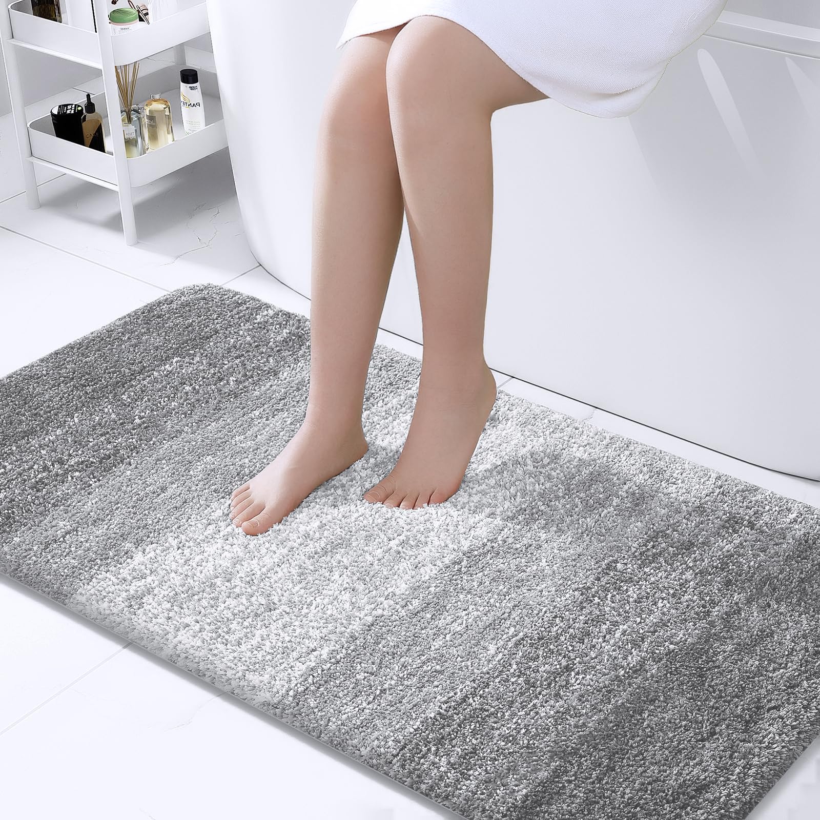 OLANLY Bathroom Rugs Mat 30x20, Extra Soft Absorbent Microfiber Bath Rugs, Rubber Backing, Quick Dry, Machine Washable Bath Mats for Bathroom Floor, Tub and Shower, Home Decor Accessories, Grey